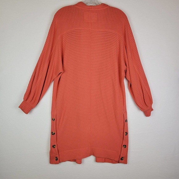 Saturday Sunday Womens Open Front Ribbed Cardigan Duster Size XS Orange Stretch - Picture 7 of 7